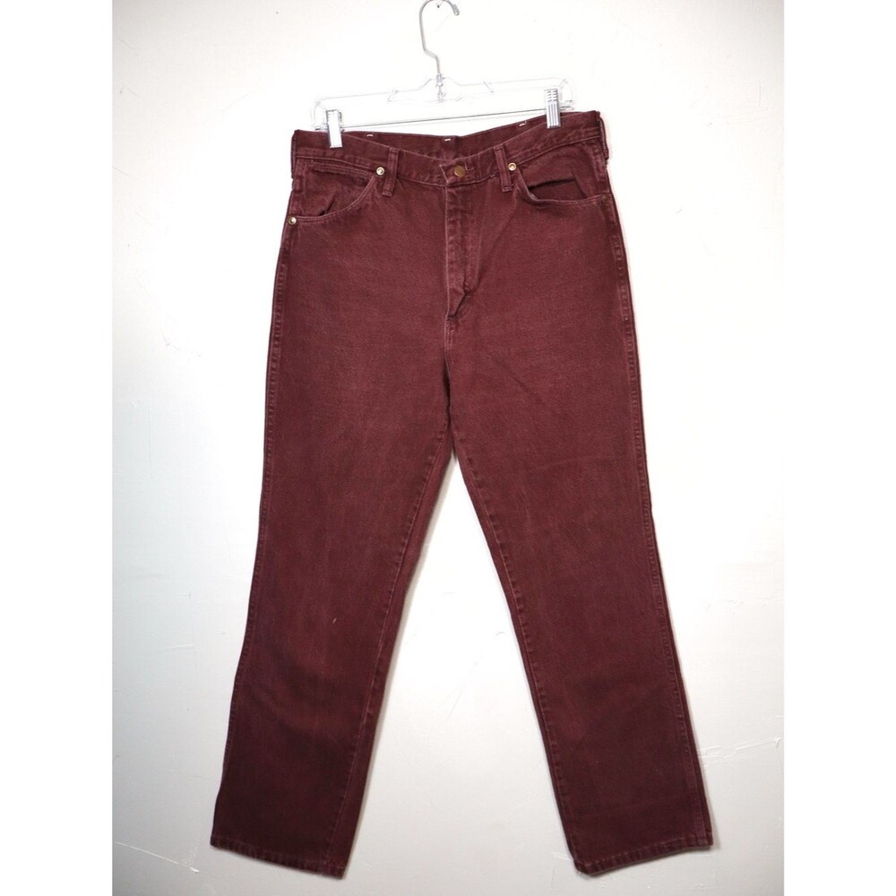 Wrangler Vintage Burgundy Maroon 100% Cotton Straight Leg Denim Jeans 34x32